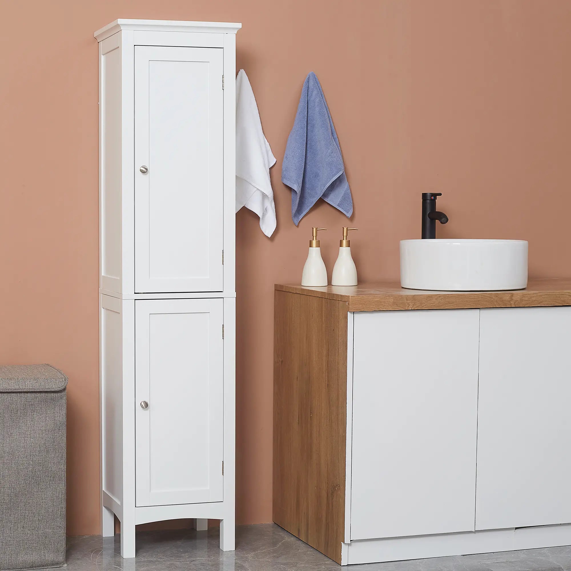 Tall Bathroom Cabinet, Freestanding Storage Organizer, 15