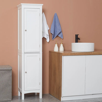 Tall Bathroom Cabinet, Freestanding Storage Organizer, 15" x 13" x 63", White Bathroom Cabinets at Gallery Canada