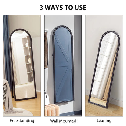 64" x 21" Full Length Mirror, Arched, Brown Wood Grain, Brown Full Length Mirrors at Gallery Canada