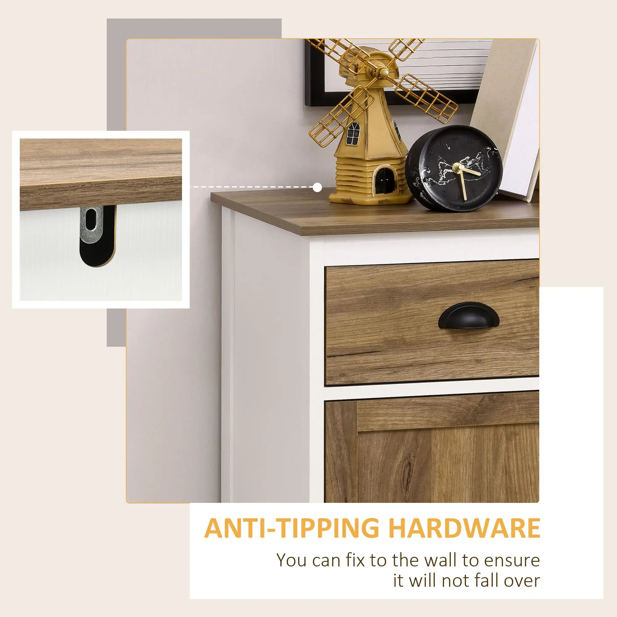 Farmhouse Sideboard, Storage Cabinet with Drawer, 2 Doors, Distressed Wood Grain Bar Cabinets at Gallery Canada