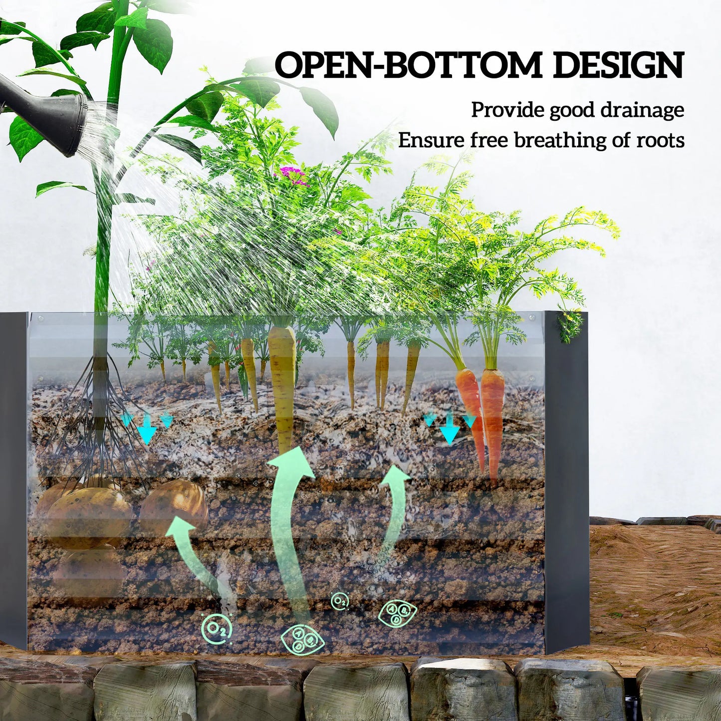 6' x 3' x 2' Raised Garden Bed, Galvanized Planter Box, Dark Grey Galvanized Planter Boxes at Gallery Canada