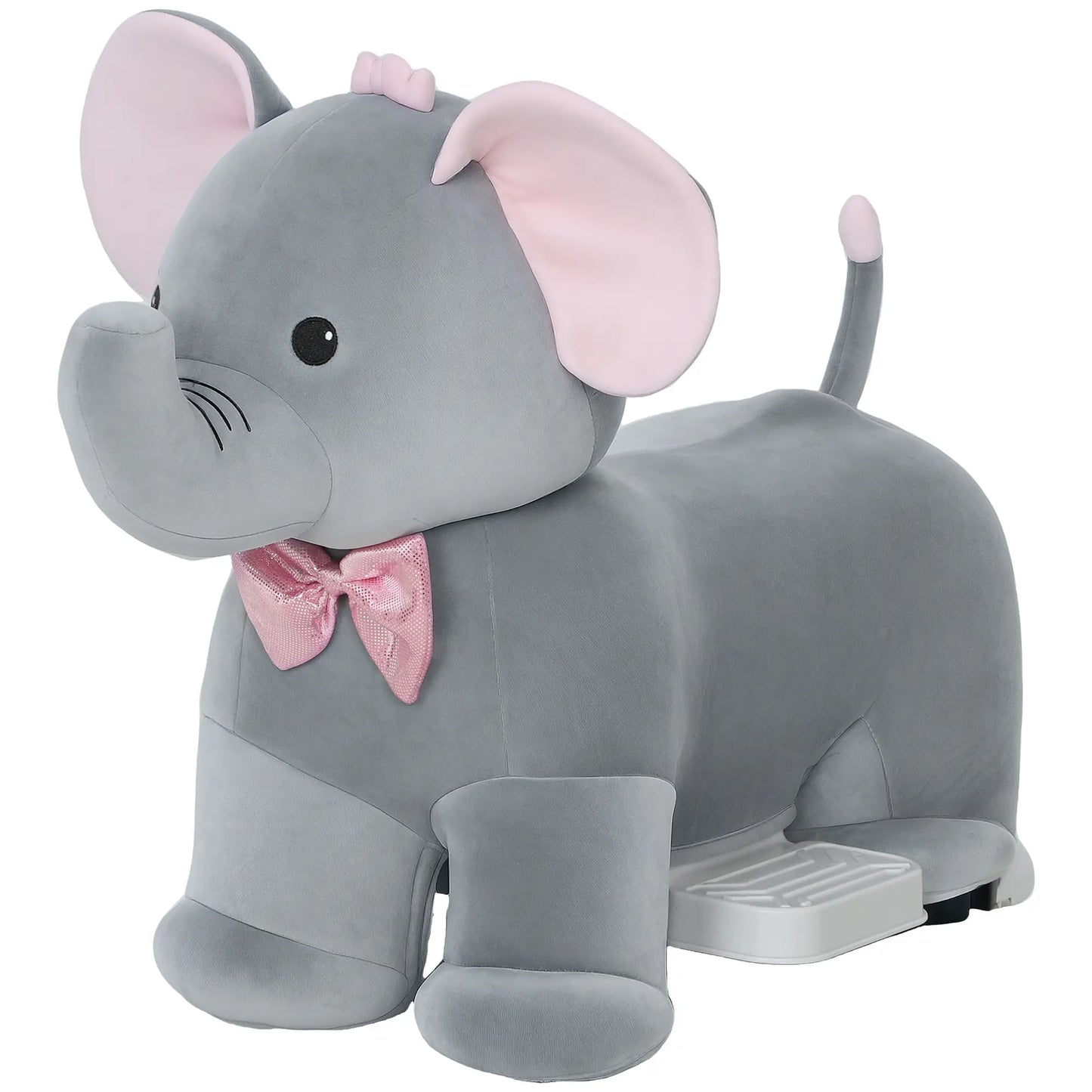 6V Kids Ride On Toy, Horse Elephant, Music, Soft Touch, Silent PU Wheels, For 1.5-5 Years Rocking Horses Grey at Gallery Canada