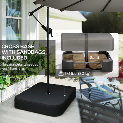9.6 ft Offset Patio Umbrella, With Sandbag And 360° Rotation, Grey Offset Cantilever Umbrellas at Gallery Canada