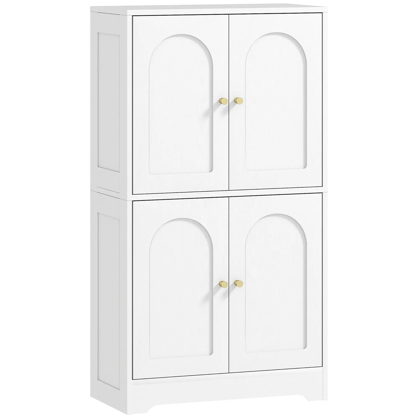 43" Kitchen Pantry Cabinet, Freestanding, 4 Arched Doors, 2 Adjustable Shelves, White Kitchen Pantry Cabinets White at Gallery Canada