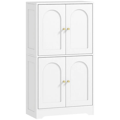 43" Kitchen Pantry Cabinet, Freestanding, 4 Arched Doors, 2 Adjustable Shelves, White Kitchen Pantry Cabinets White at Gallery Canada