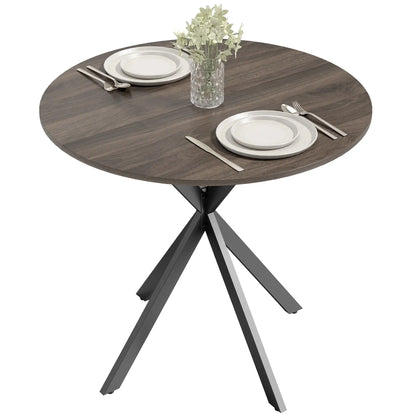 31.5" Industrial Round Dining Table, Distressed Dark Brown, Dark Brown Dining Tables at Gallery Canada
