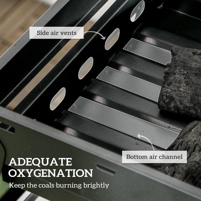 Portable Charcoal Grill With Pull-Out Basin, Folding Tabletop BBQ, Black