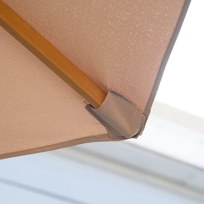 10' x 8' Khaki Wooden Patio Umbrella, Garden Parasol, Outdoor Sunshade, Khaki Sun Umbrellas at Gallery Canada