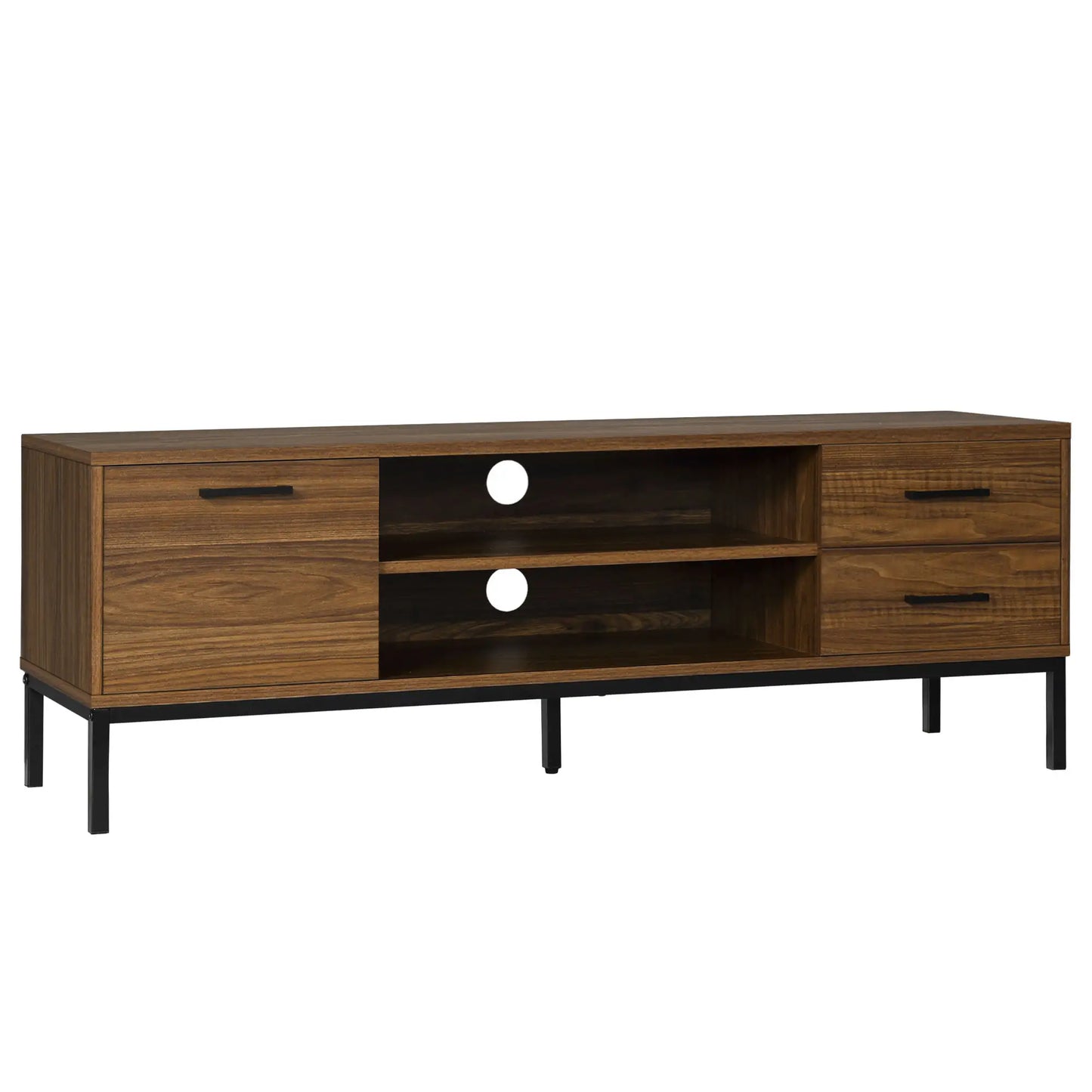 TV Stand for 50 Inches, Cabinet with Door, Drawers, Dark Walnut TV Stands Dark Walnut at Gallery Canada