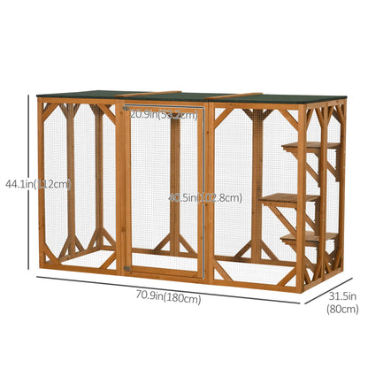 Indoor Outdoor Cat Cage, Pet House for Rabbit Kitten, Small Animal Hutch with Waterproof Roof, Multi-Level Platforms, Lock, Orange Outdoor Cat Enclosures at Gallery Canada