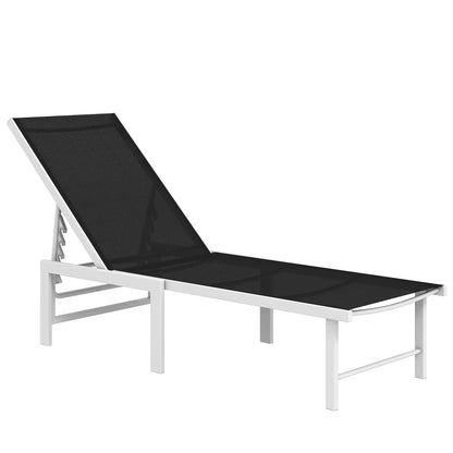 5-Position Reclining Outdoor Chaise Lounge, Mesh Seat, Black Lounger Chairs at Gallery Canada