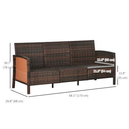3-Seater Wicker Sofa, PE Rattan Outdoor Couch, Removable Cushions, Brown Patio Furniture Sets at Gallery Canada