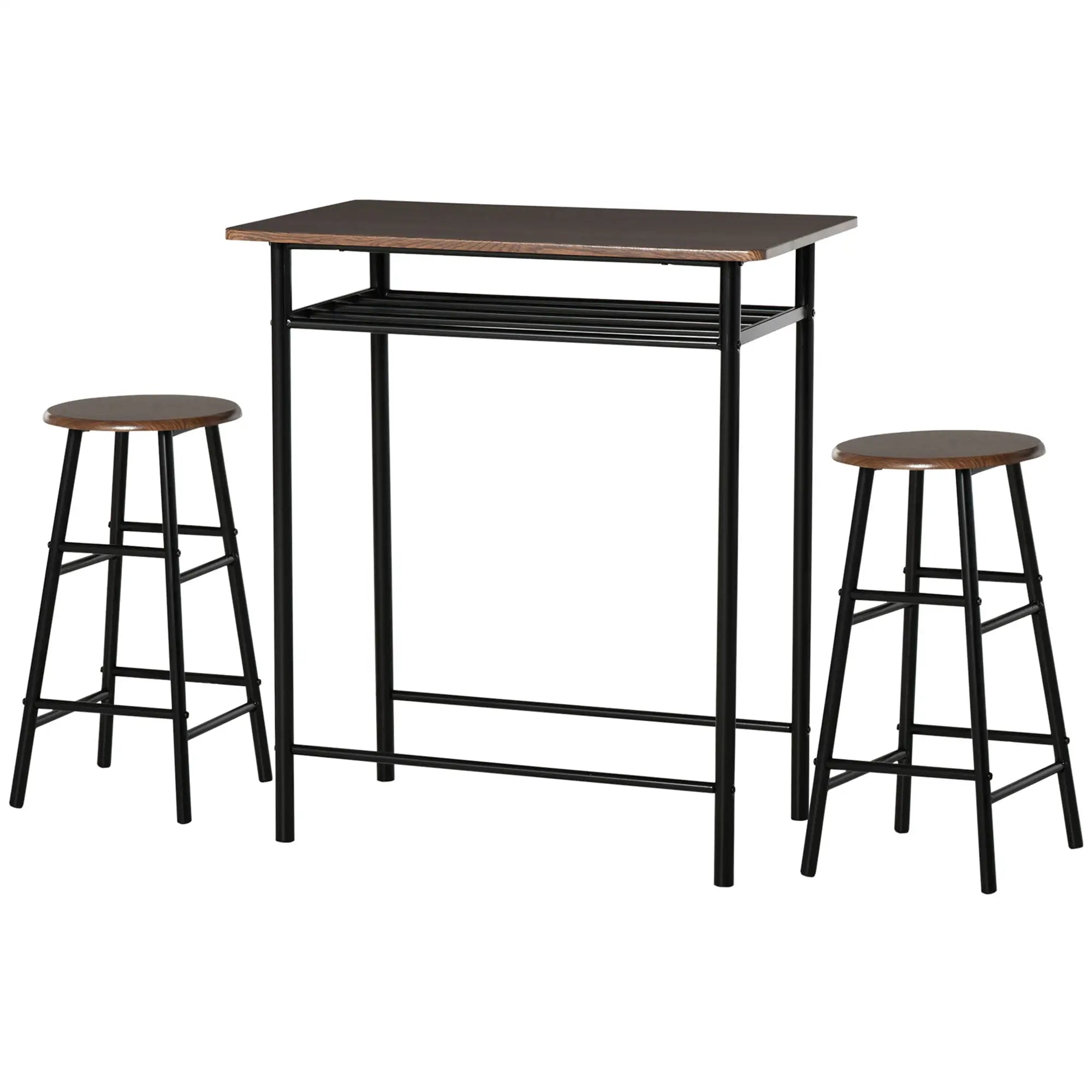 3-Piece Counter Height Bar Table Set, 1 Table 2 Stools, Black Oak, Black Bar Sets at Gallery Canada