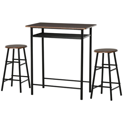 3-Piece Counter Height Bar Table Set, 1 Table 2 Stools, Black Oak, Black Bar Sets at Gallery Canada