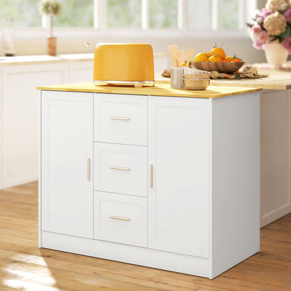Kitchen Island with Storage, 3 Drawers, 2 Shelves, White Kitchen Islands & Kitchen Carts at Gallery Canada