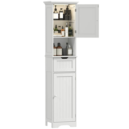 67" Tall Narrow Bathroom Storage Cabinet, LED Light, Adjustable Shelf, Drawer Freestanding Bathroom Cabinets at Gallery Canada