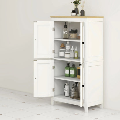 Bathroom Storage Cabinet, Modern Floor Cabinet, 4 Doors, 2 Shelves, White Freestanding Bathroom Cabinets at Gallery Canada