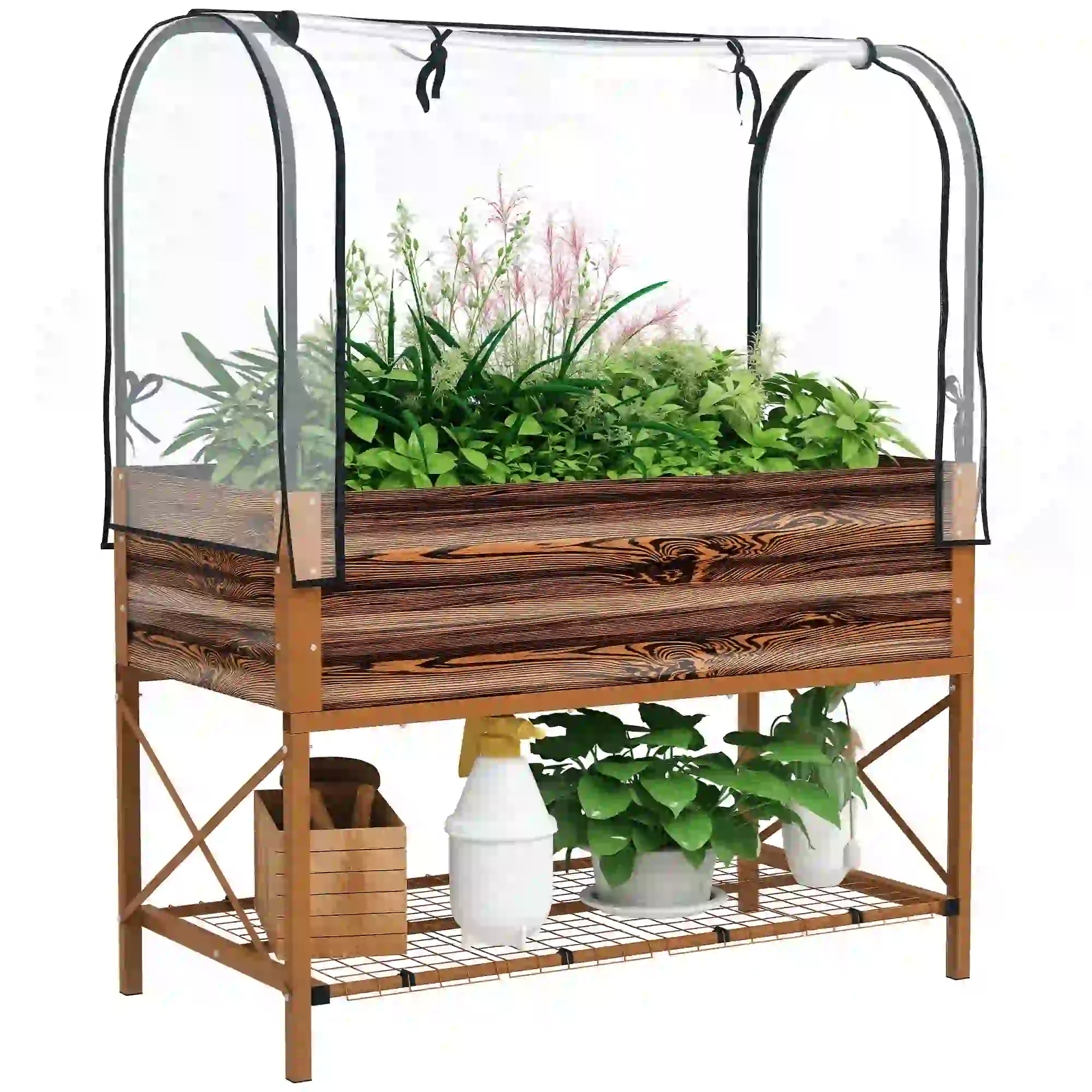 Metal Raised Garden Bed With Cover, 48 Inch, Dark Brown Elevated Garden Beds at Gallery Canada