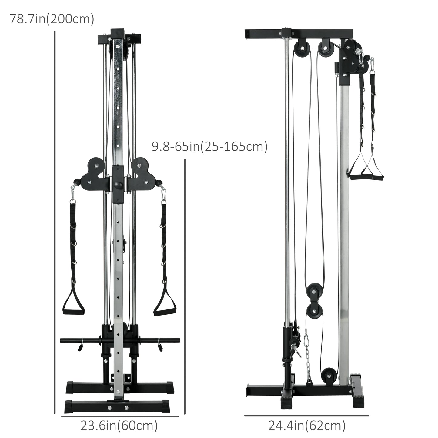 Wall Mount Cable Station, 15 Position Adjustable Dual Pulley, Home Gym Power Towers at Gallery Canada