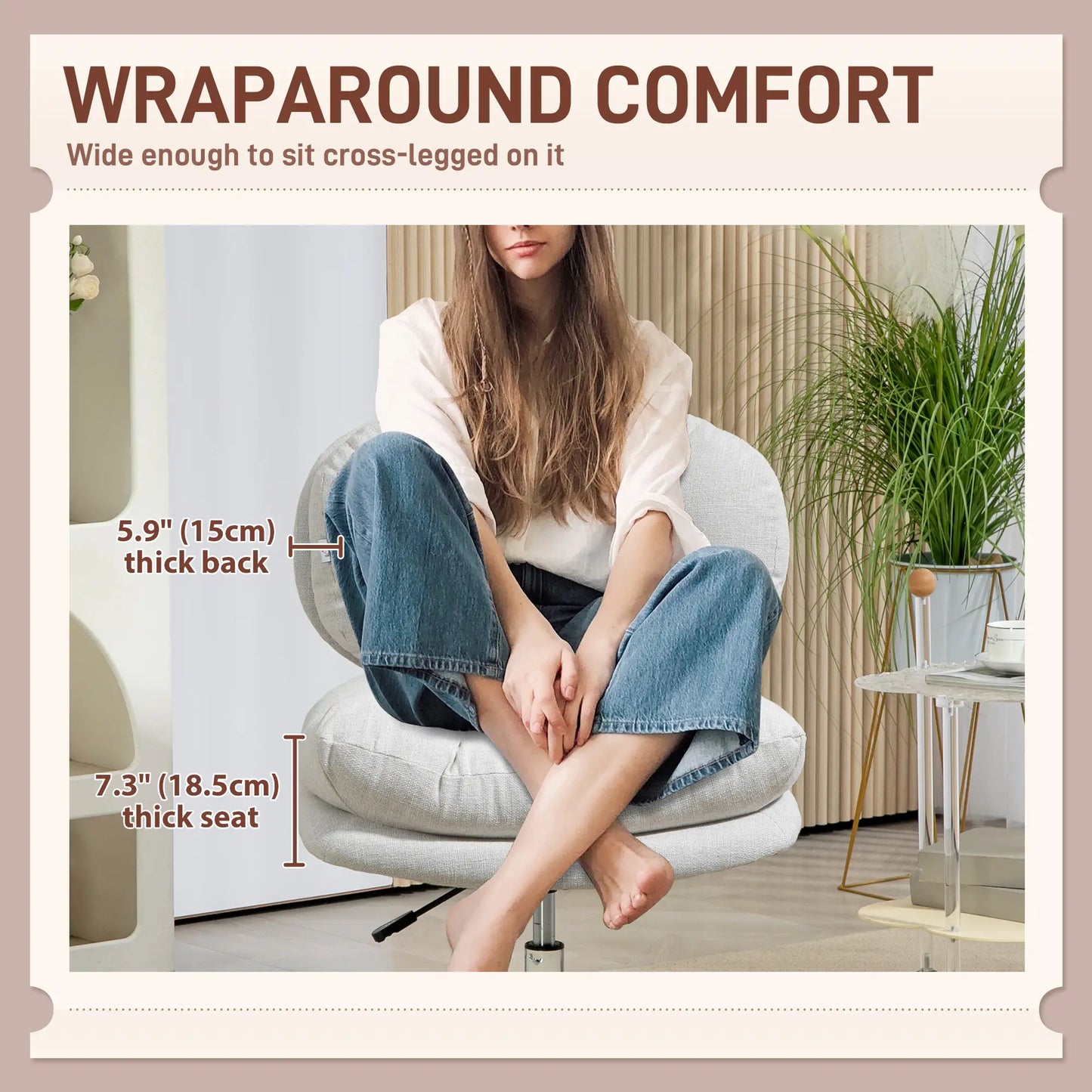 Computer Desk Chair, Armless Office Chair with Wide Padded Seat and Adjustable Height, Cream White Task Chairs at Gallery Canada