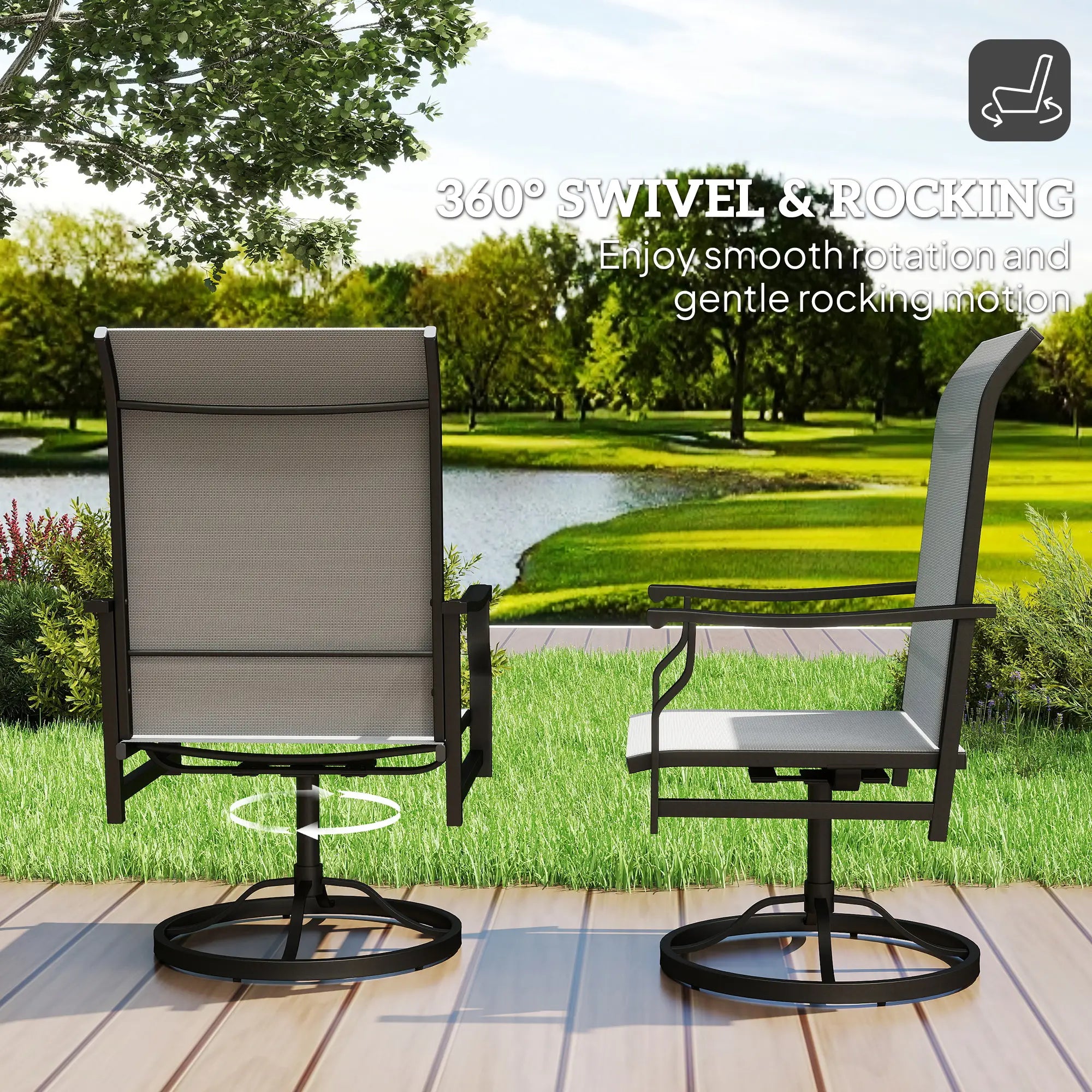 Swivel Rocker Outdoor Chair Set, 2 High Back Chairs, Light Grey Bistro Sets at Gallery Canada