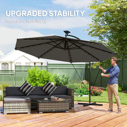 11.3 ft Cantilever Patio Umbrella, With Light And Cover, Dark Grey Offset Cantilever Umbrellas at Gallery Canada