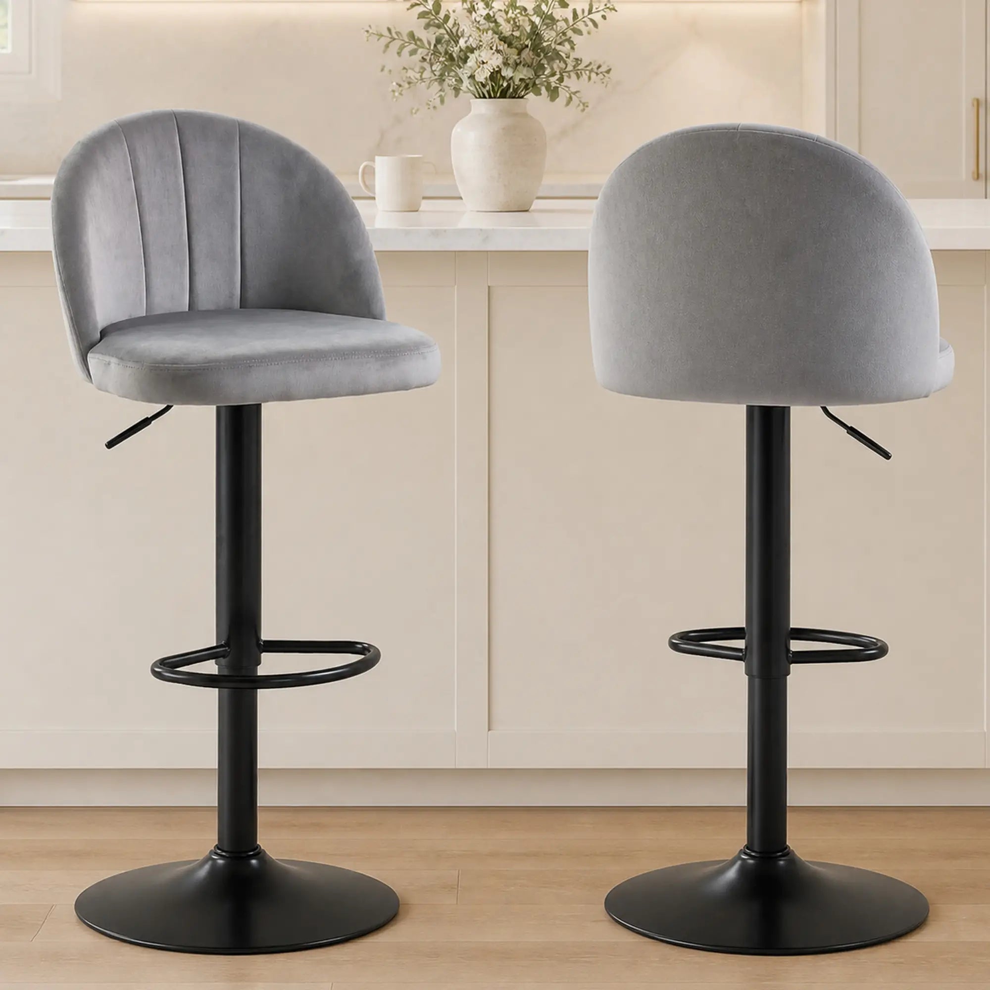 Swivel Counter Height Barstools Set of 2, Grey Bar Stools at Gallery Canada