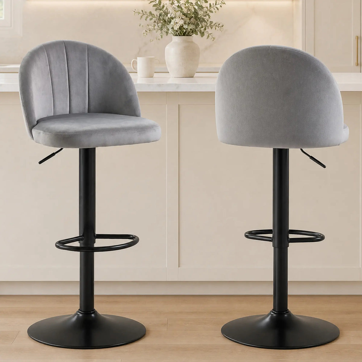 Swivel Counter Height Barstools Set of 2, Grey Bar Stools at Gallery Canada