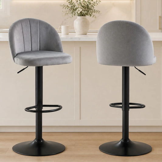 Swivel Counter Height Barstools Set of 2, Grey Bar Stools Grey, Black at Gallery Canada