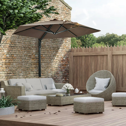 8 ft Wall Mounted Umbrella, 180° Rotatable Canopy, Khaki Sun Umbrellas at Gallery Canada