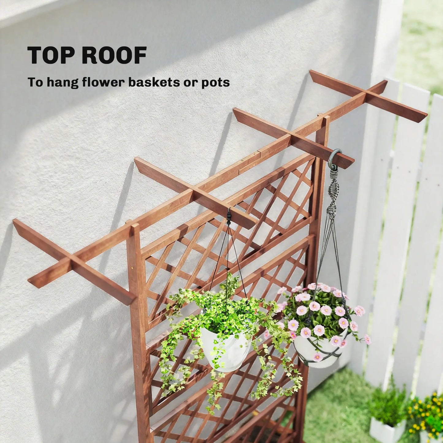 Wooden Planter with Trellis, Raised Garden Bed, Orange Raised Garden Beds at Gallery Canada