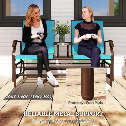 2 Person Outdoor Glider Rocking Chair, Garden Bench, Blue Outdoor Gliders at Gallery Canada