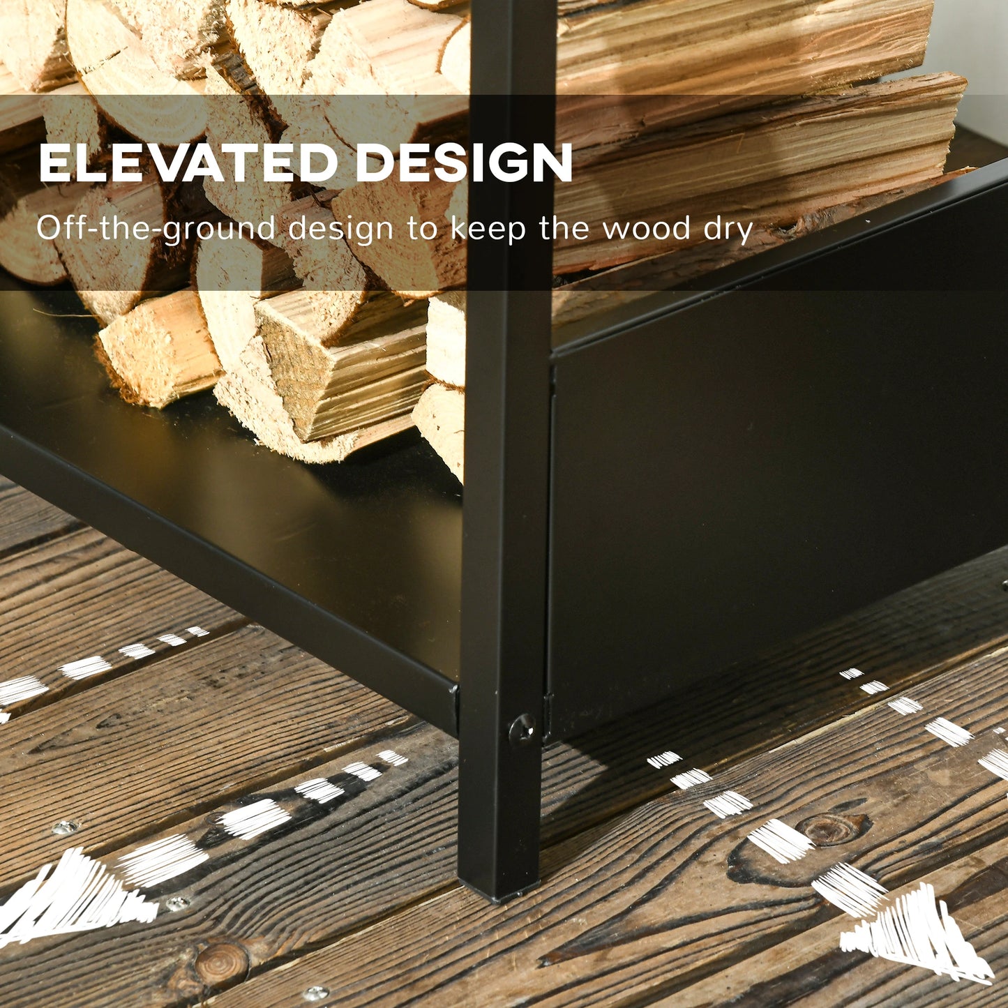 Firewood Rack, Log Holder, Indoor Outdoor Wood Storage, 15.4" x 13.8" x 29.9", Black Firewood Racks at Gallery Canada