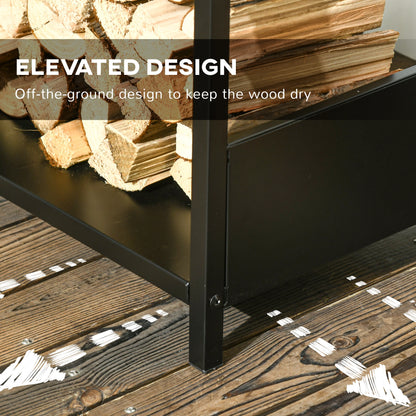 Firewood Rack, Log Holder, Indoor Outdoor Wood Storage, 15.4" x 13.8" x 29.9", Black Firewood Racks at Gallery Canada