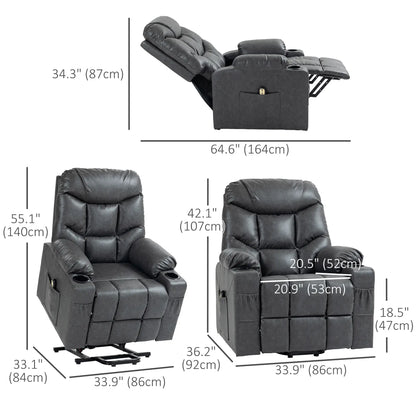 Electric Recliner Chair, PU Leather, Quick Assembly, Remote, Grey Sofas & Reclining Chairs at Gallery Canada