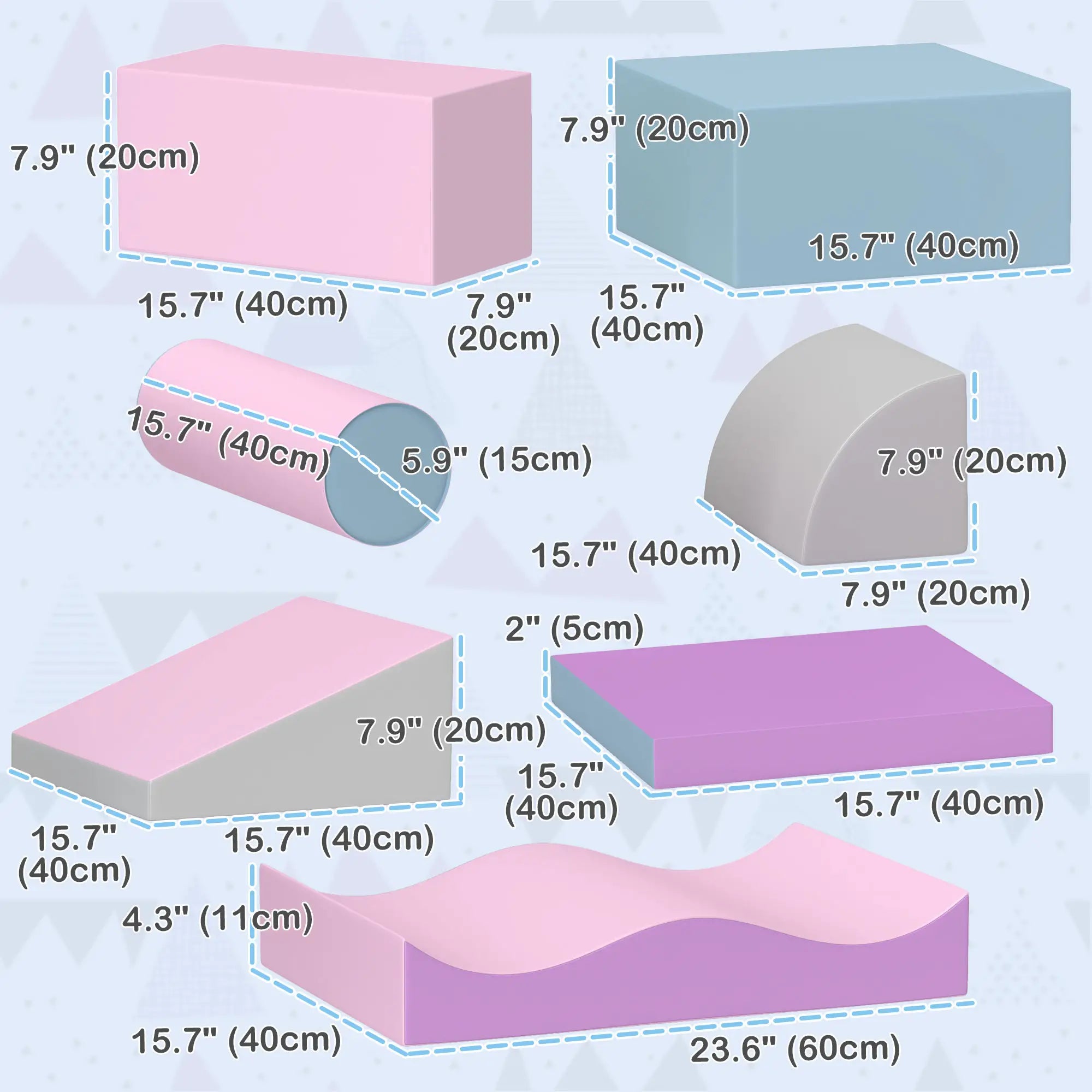 7 Pieces Soft Play Foam Climbing Blocks, Indoor Kids Play Toys, Light Color Kids Gym & Playmats at Gallery Canada