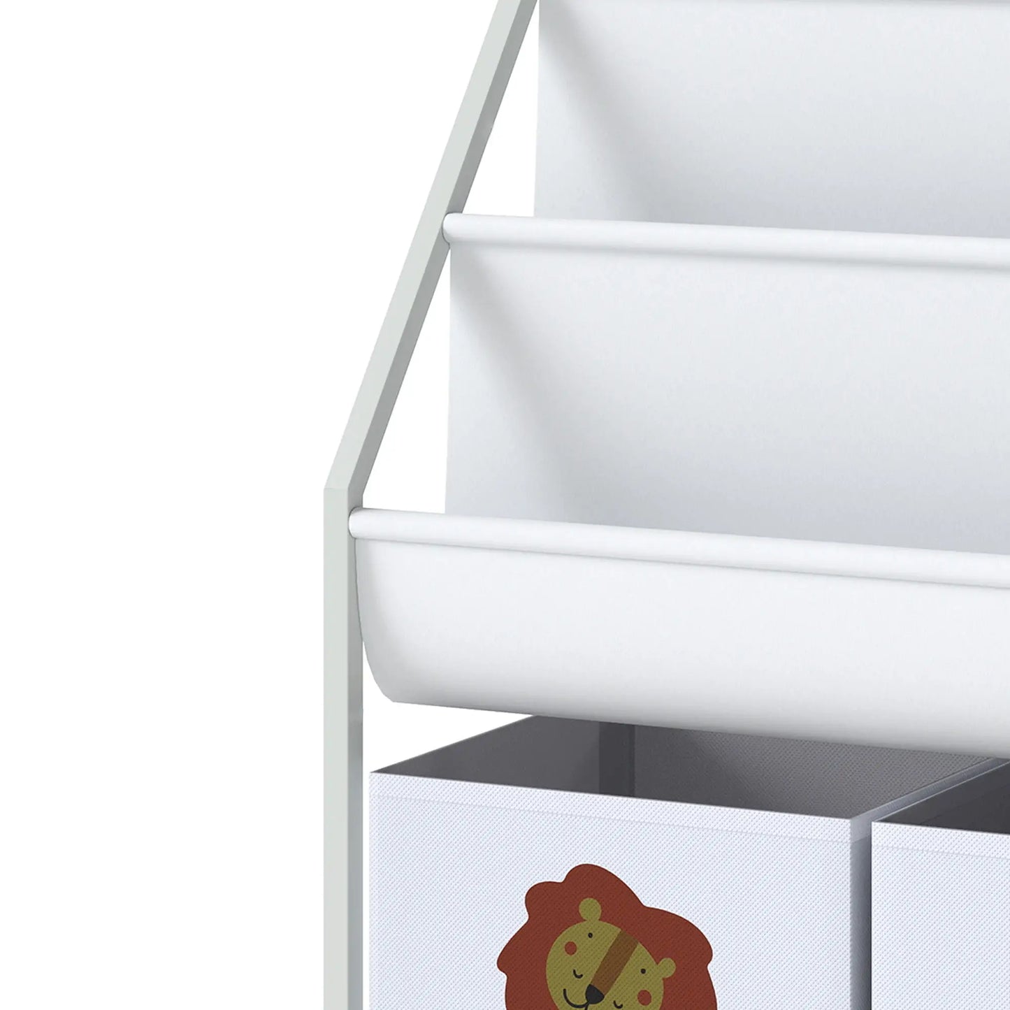 3-Tier Sling Bookshelf With Toy Storage, Montessori Organizer