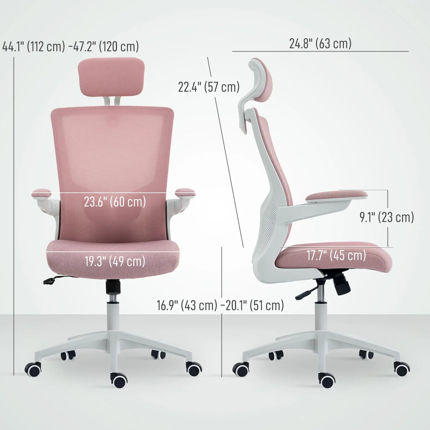 Ergonomic Office Chair, Swivel Desk Chair, Adjustable Lumbar Support, Headrest, Height, Flip-up Armrests, Pink Task Chairs at Gallery Canada