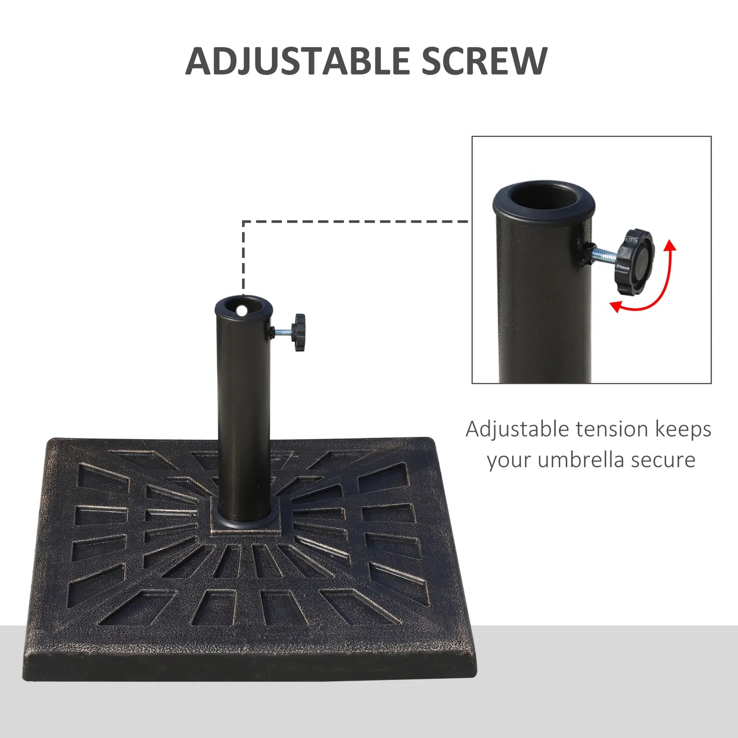 18.5" Square Patio Umbrella Base, Outdoor Resin Stand, Bronze Umbrella Bases at Gallery Canada