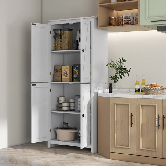 72" Freestanding Storage Cabinet, Kitchen Pantry with Doors, Shelves, White Kitchen Pantry Cabinets White at Gallery Canada