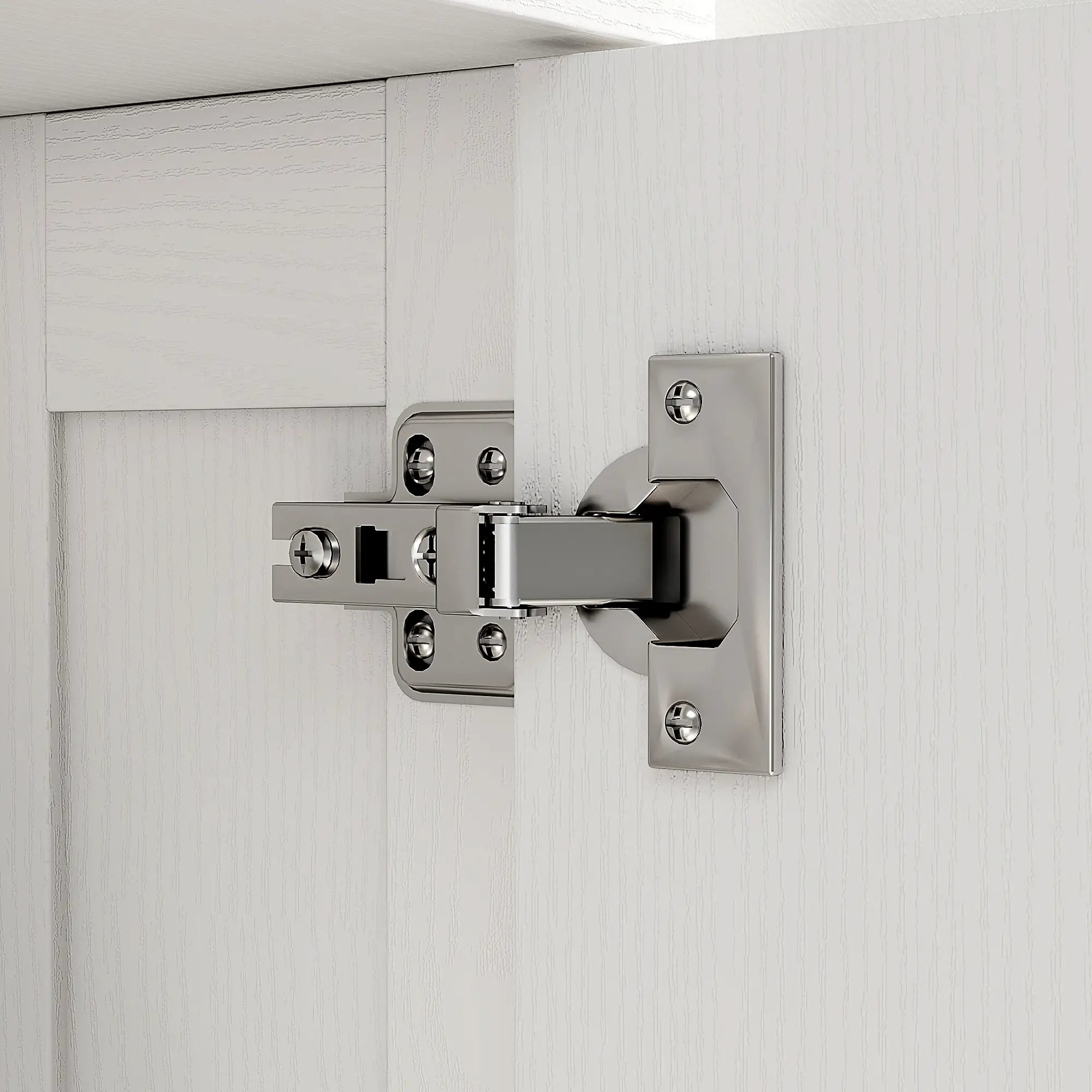 Modern Medicine Cabinet, Wood Grain, 2 Arched Doors, Gold Handles, White Bathroom Cabinets at Gallery Canada