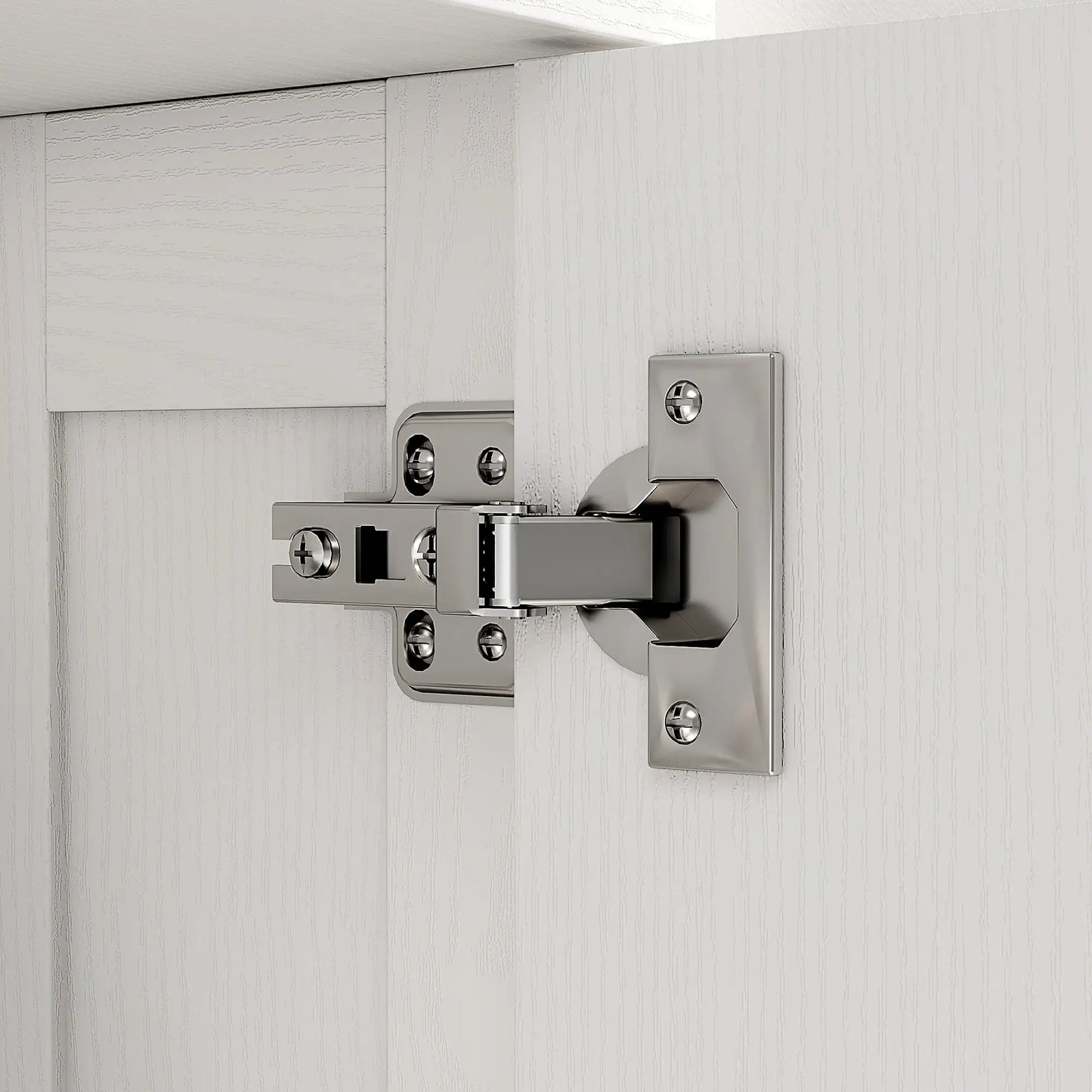 Modern Medicine Cabinet, Wood Grain, 2 Arched Doors, Gold Handles, White Bathroom Cabinets at Gallery Canada