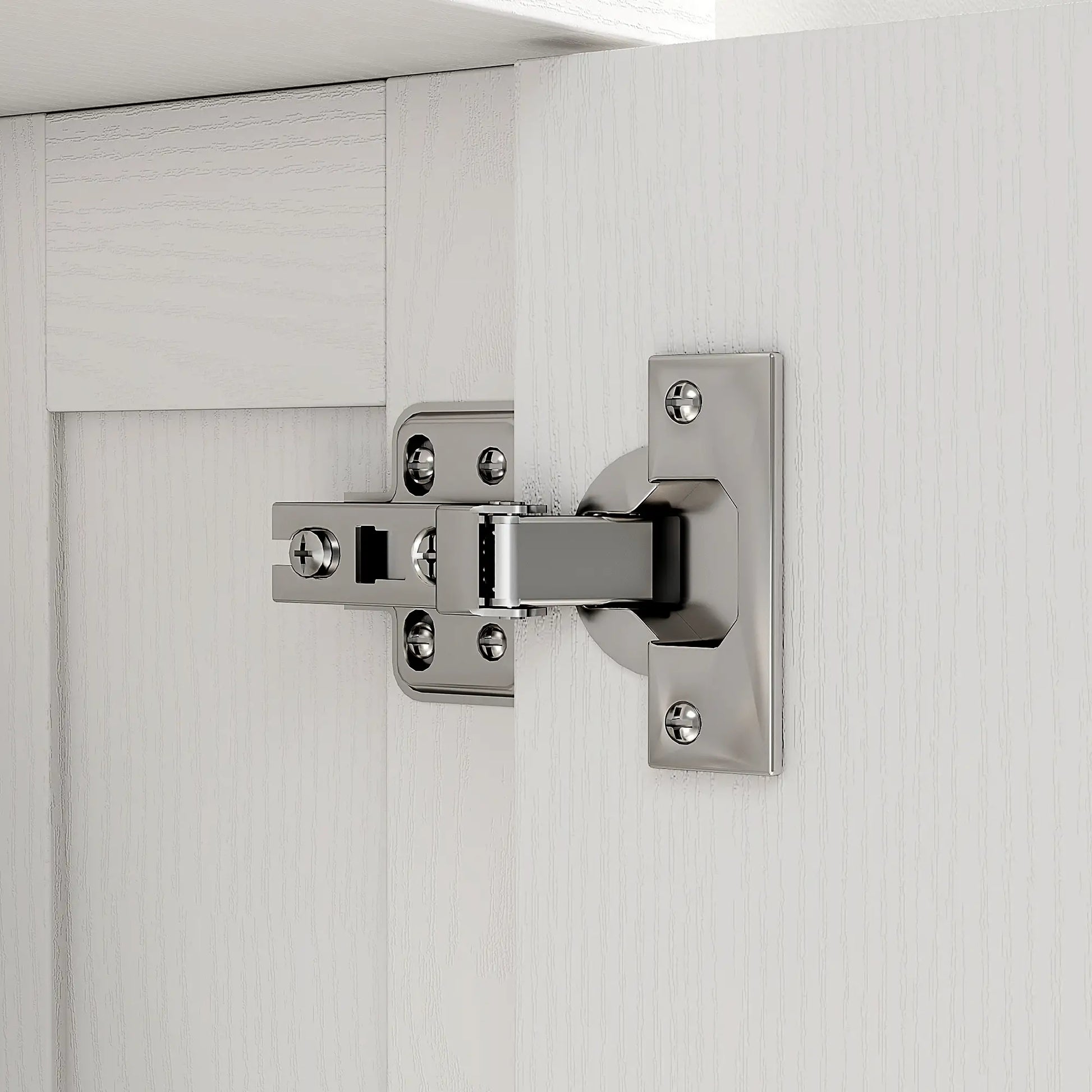 Modern Medicine Cabinet, Wood Grain, 2 Arched Doors, Gold Handles, White Bathroom Cabinets at Gallery Canada