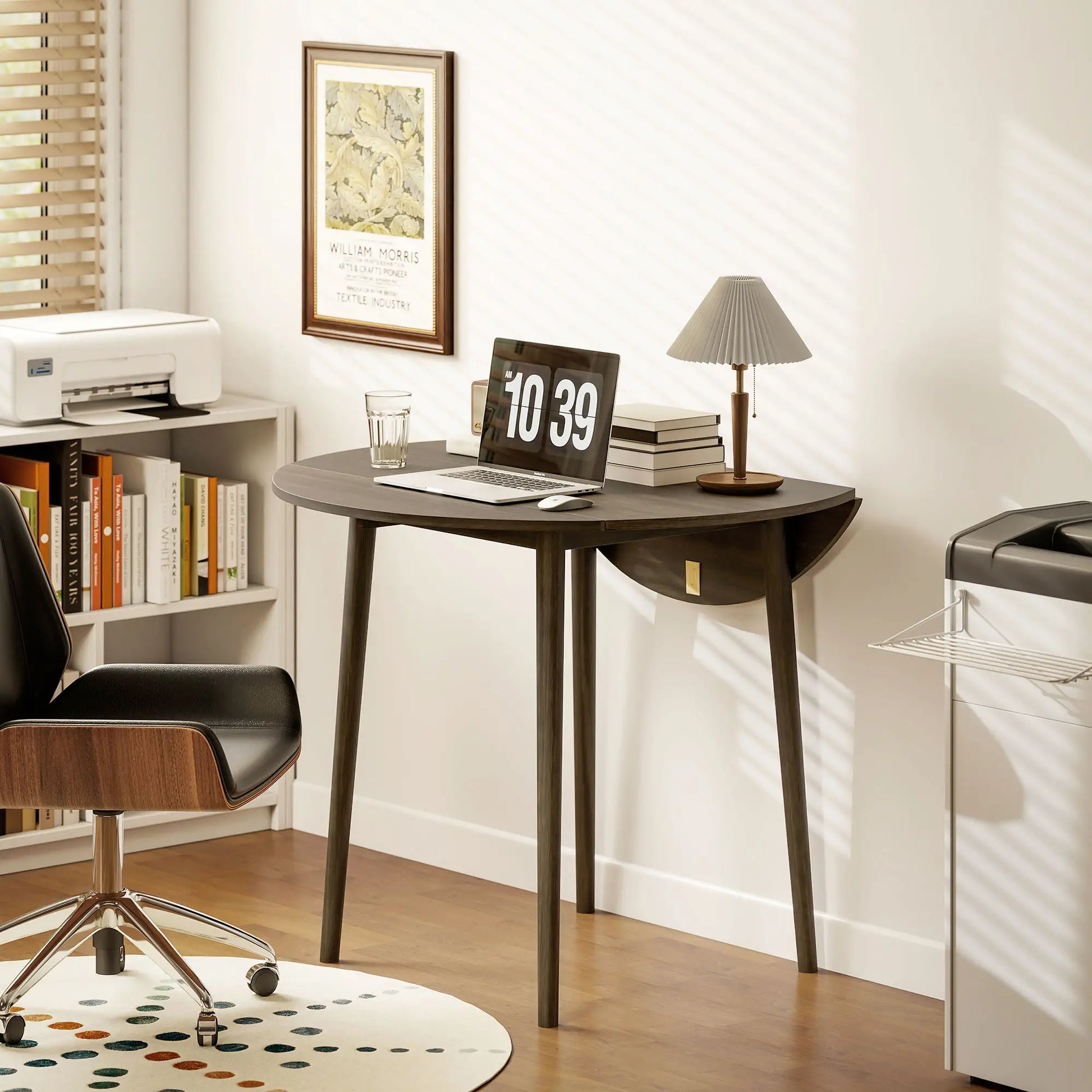 Round Folding Dining Table, Drop Leaf Kitchen Table, Distressed Grey, Wood Legs, Grey Bar Tables & Dining Tables at Gallery Canada