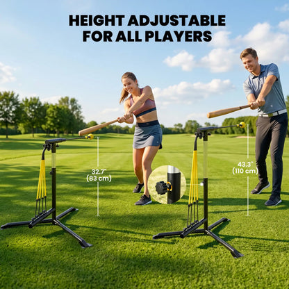 Baseball Hitting Trainer, 32.7"-43.3" Adjustable, with Bands & Bag