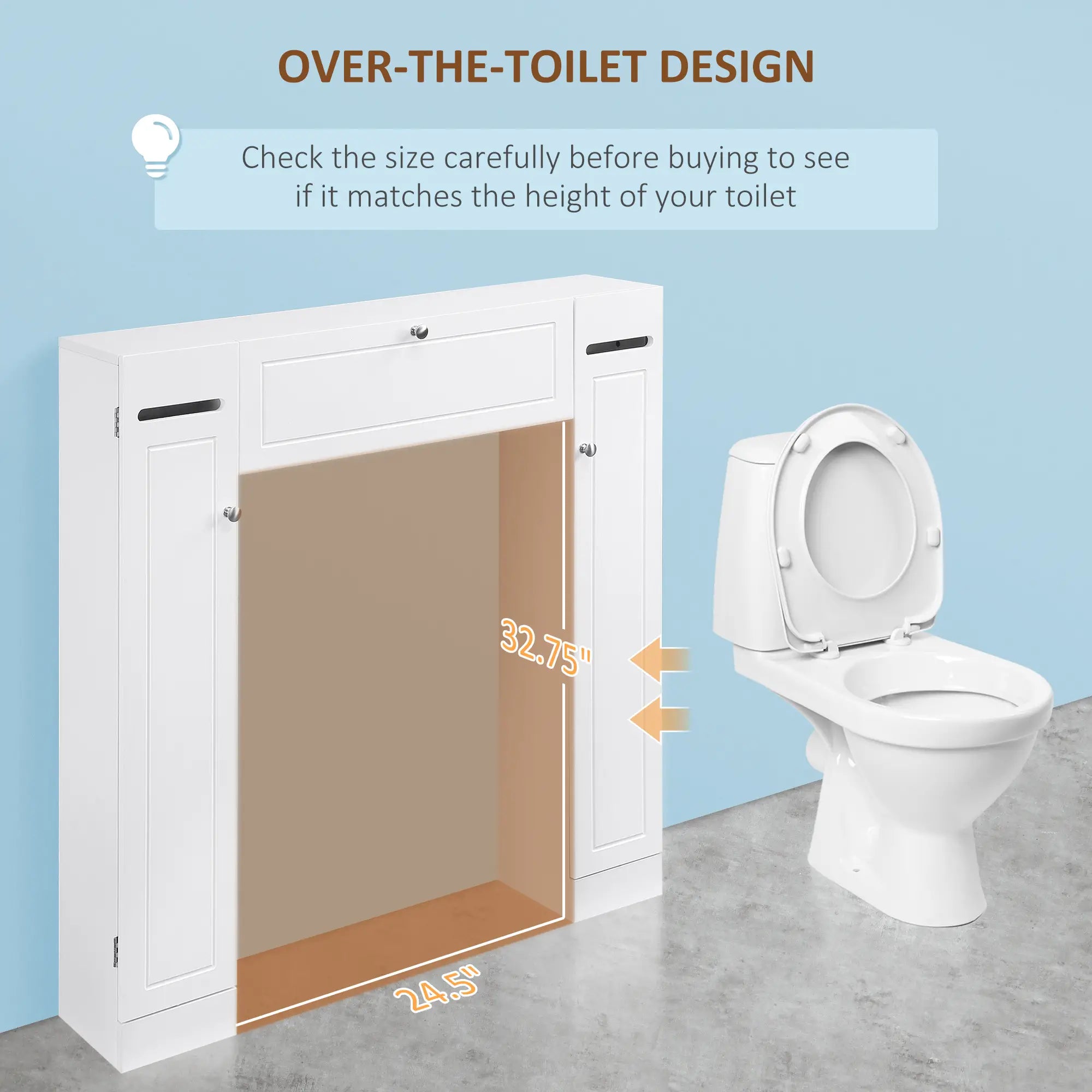 Over Toilet Storage Cabinet, Freestanding Bathroom Organizer with Adjustable Shelves, White Over The Toilet Storage at Gallery Canada