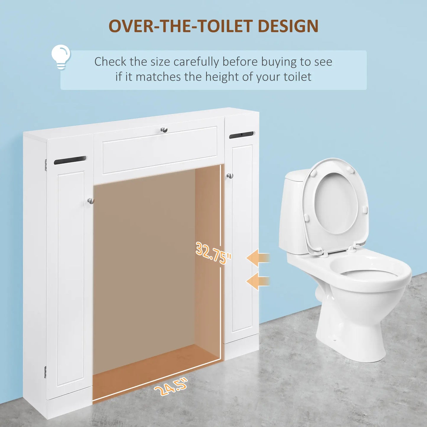 Over Toilet Storage Cabinet, Freestanding Bathroom Organizer with Adjustable Shelves, White Over The Toilet Storage at Gallery Canada