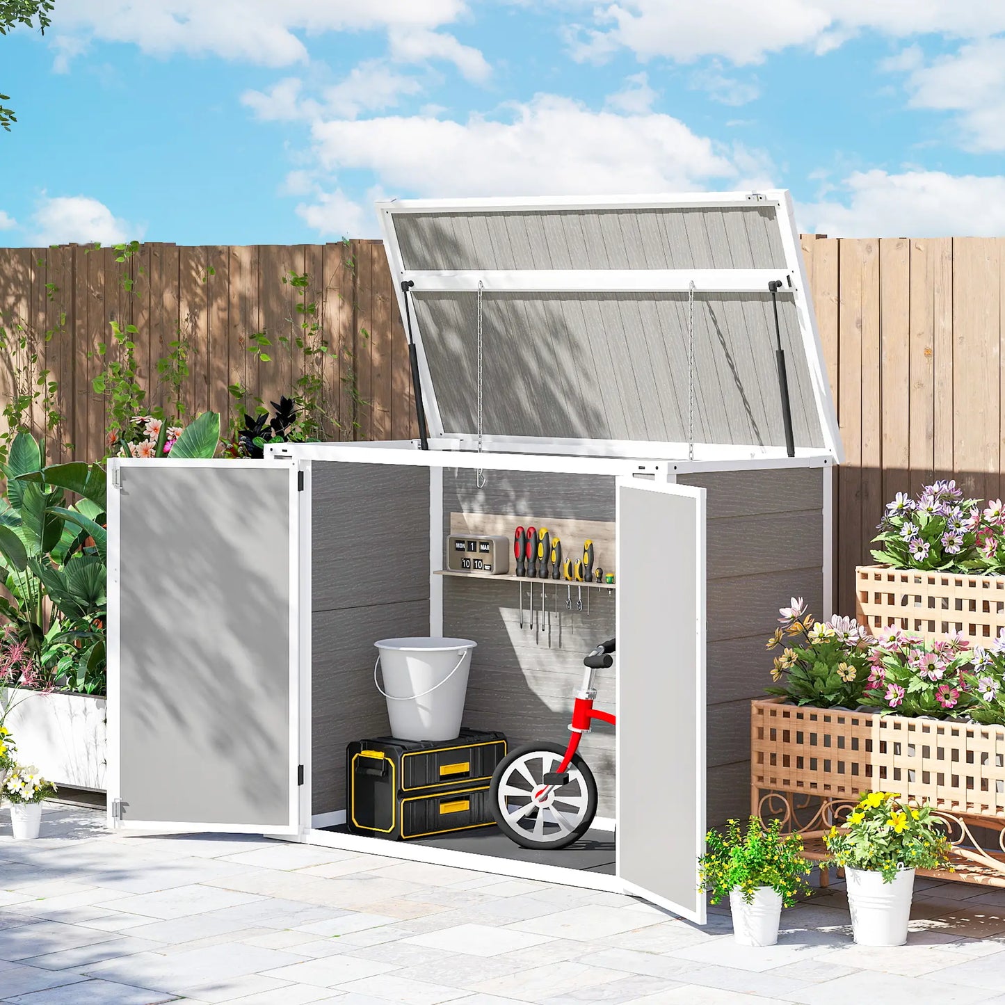 41 Cu Ft Outdoor Storage Shed, Lockable, Light Grey Sheds at Gallery Canada