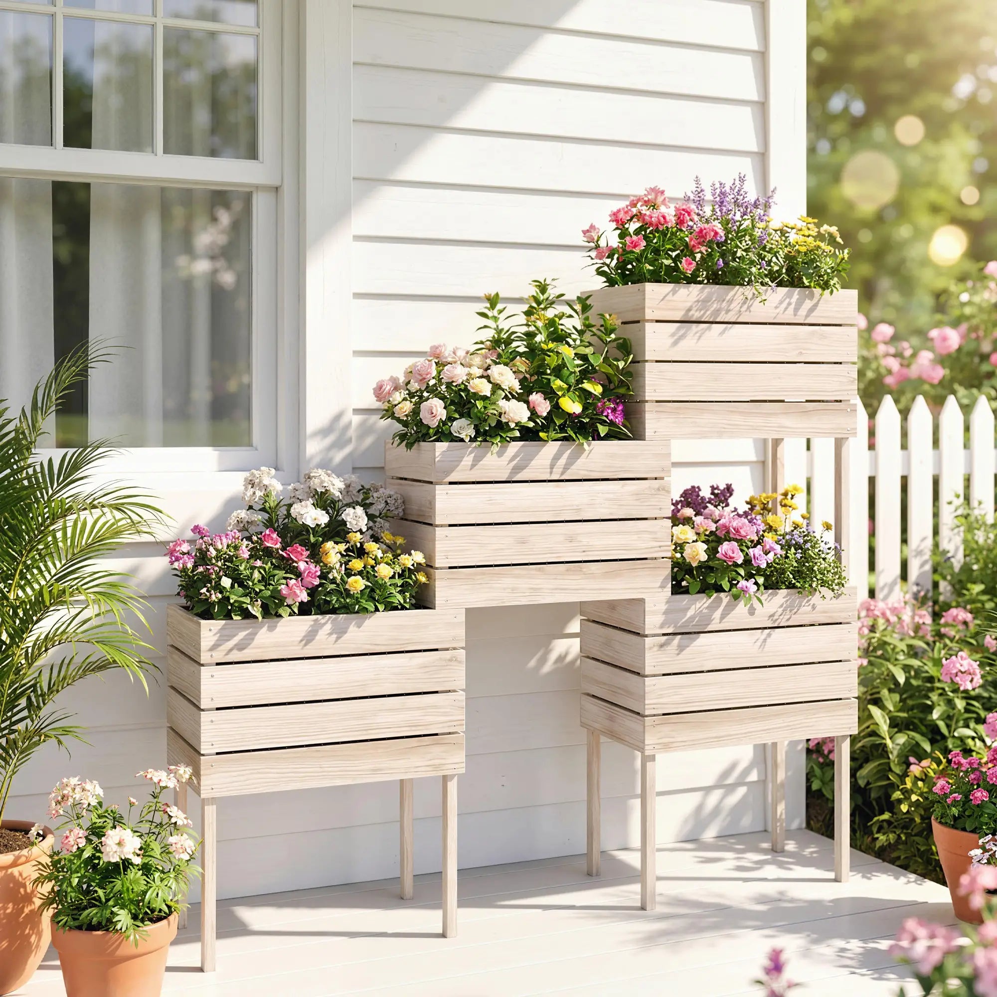 4PCS Wooden Raised Garden Beds, DIY Elevated Planter Box Kit, Indoor Outdoor Elevated Garden Beds at Gallery Canada