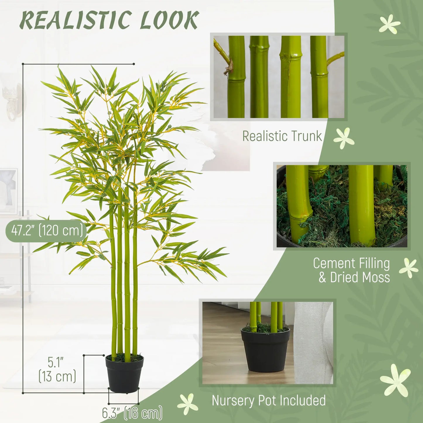 4FT Artificial Bamboo Tree Set Of 2, Faux Plant In Nursery Pot Artificial Trees at Gallery Canada